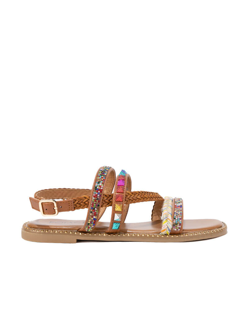 Sandales plates à multiples brides